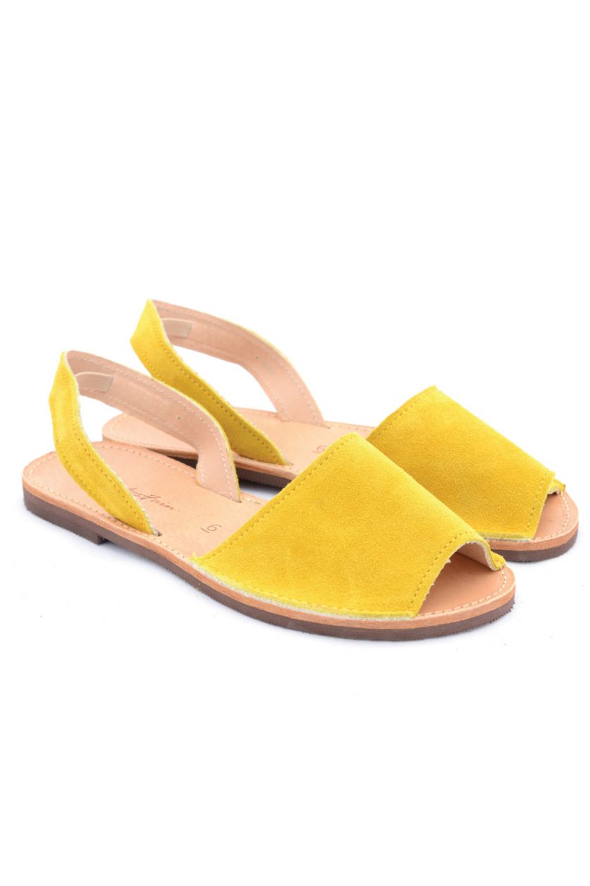 Flache Sandalen aus Echtleder FUNKY Q, gelb