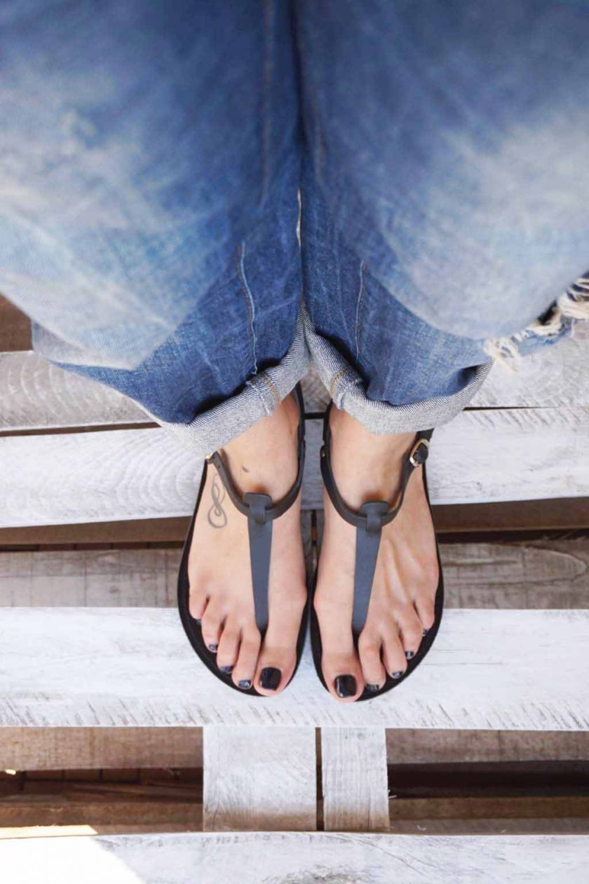 Sandale piele naturala FUNKY ALLNUDE negru | FUNKYFAIN