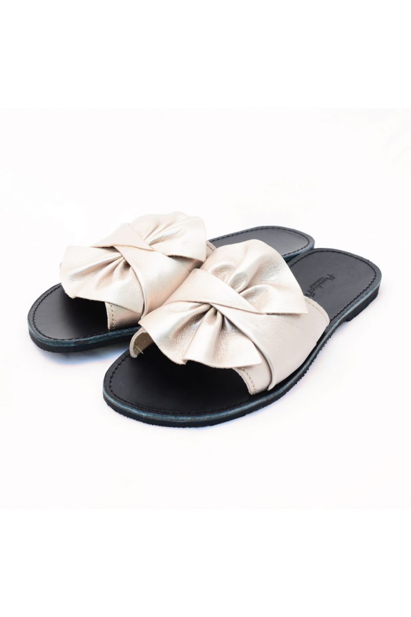 Echtleder Damen Slipper FUNKY INSTYLE, metallic taupe